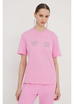 Chiara Ferragni t-shirt bawełniany EYE STAR damski kolor różowy 76CBHG01 ze sklepu ANSWEAR.com w kategorii Bluzki damskie - zdjęcie 167843646