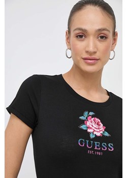 Guess t-shirt bawełniany ROSE damski kolor czarny W4RI37 JA914 ze sklepu ANSWEAR.com w kategorii Bluzki damskie - zdjęcie 167848786