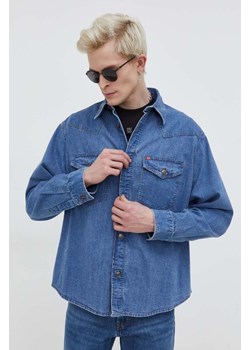 HUGO koszula jeansowa męska kolor niebieski relaxed z kołnierzykiem klasycznym 50508669 ze sklepu ANSWEAR.com w kategorii Koszule męskie - zdjęcie 167848919