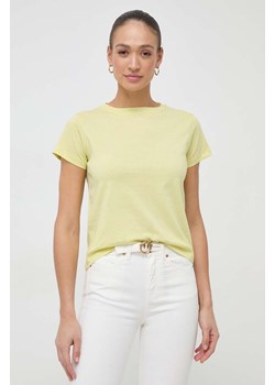 Pinko t-shirt bawełniany damski kolor żółty 100373.A1N8 ze sklepu ANSWEAR.com w kategorii Bluzki damskie - zdjęcie 167849058