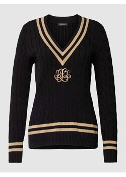 Sweter z dzianiny z wyhaftowanym logo model ‘MEREN’ ze sklepu Peek&Cloppenburg  w kategorii Swetry damskie - zdjęcie 167849639