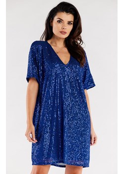 Sukienka oversize z cekinami niebieska A566, Kolor niebieski, Rozmiar one size, Awama ze sklepu Primodo w kategorii Sukienki - zdjęcie 167853445