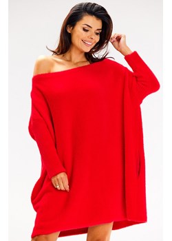 Oversizowy sweter damski czerwony A618, Kolor czerwony, Rozmiar one size, Awama ze sklepu Primodo w kategorii Sukienki - zdjęcie 167853675