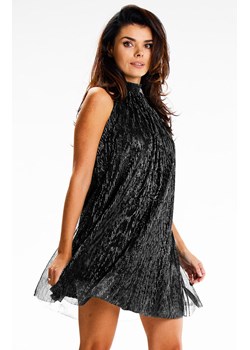Sukienka mini na stójce czarna A623, Kolor czarny, Rozmiar L/XL, Awama ze sklepu Primodo w kategorii Sukienki - zdjęcie 167853685