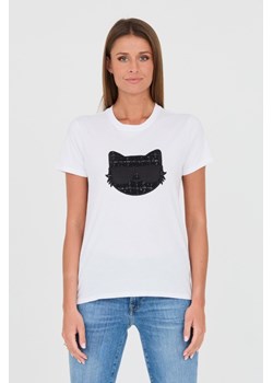 KARL LAGERFELD Biały t-shirt Boucle Choupette, Wybierz rozmiar M ze sklepu outfit.pl w kategorii Bluzki damskie - zdjęcie 167855977