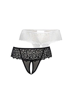 2-pack koronkowe stringi z otwartym krokiem Rosu 380, Kolor czarno-biały, Rozmiar L/XL, Teyli - id: 178384 - marki Teyli - 167861086 2-pack koronkowe stringi z otwartym krokiem Rosu 380, Kolor czarno-biały, Rozmiar L/XL, Teyli ze sklepu Intymna w kategorii Majtki damskie - zdjęcie 167861086