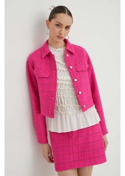 HUGO kurtka damska kolor różowy przejściowa oversize 50508646 ze sklepu ANSWEAR.com w kategorii Kurtki damskie - zdjęcie 167863529