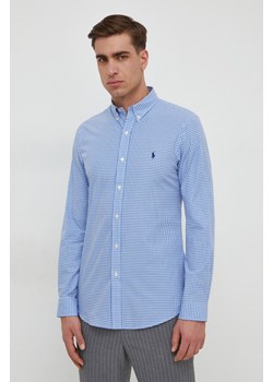 Polo Ralph Lauren koszula męska kolor niebieski slim z kołnierzykiem button-down ze sklepu ANSWEAR.com w kategorii Koszule męskie - zdjęcie 167865498