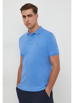 Polo Ralph Lauren polo bawełniane kolor niebieski gładki ze sklepu ANSWEAR.com w kategorii T-shirty męskie - zdjęcie 167865586