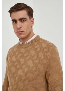 BOSS sweter wełniany męski kolor beżowy lekki 50506033 ze sklepu ANSWEAR.com w kategorii Swetry męskie - zdjęcie 167865616