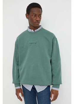 Levi&apos;s bluza bawełniana męska kolor zielony z nadrukiem ze sklepu ANSWEAR.com w kategorii Bluzy męskie - zdjęcie 167871246
