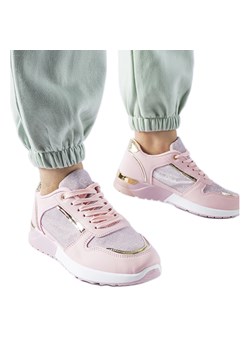 Różowe sneakersy z ozdobną nitką Facondo ze sklepu ButyModne.pl w kategorii Buty sportowe damskie - zdjęcie 167872747