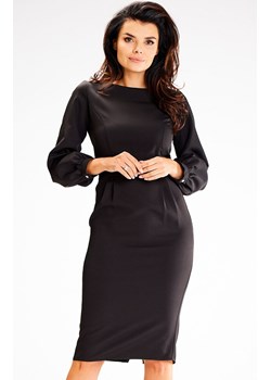 Elegancka dopasowana sukienka czarna A597, Kolor czarny, Rozmiar L, Awama ze sklepu Primodo w kategorii Sukienki - zdjęcie 167873598