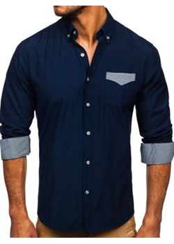 Koszula męska elegancka z długim rękawem granatowa Bolf 4711 ze sklepu Denley w kategorii Koszule męskie - zdjęcie 167874938