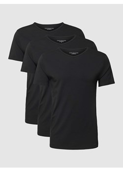 T-shirt z zaokrąglonym dekoltem w serek w zestawie 3 szt. ze sklepu Peek&Cloppenburg  w kategorii Podkoszulki męskie - zdjęcie 167877036