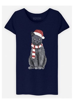 WOOOP Koszulka &quot;Xmas Cat&quot; w kolorze granatowym ze sklepu Limango Polska w kategorii Bluzki damskie - zdjęcie 167878915