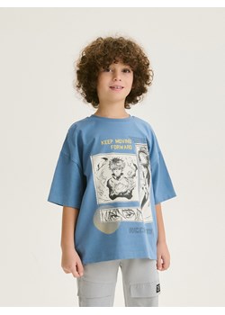 Reserved - Bawełniany t-shirt z nadrukiem - granatowy ze sklepu Reserved w kategorii T-shirty chłopięce - zdjęcie 167884816