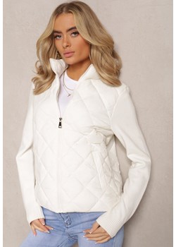 Biała Kurtka z Geometrycznym Pikowaniem Valeni ze sklepu Renee odzież w kategorii Kurtki damskie - zdjęcie 167886135