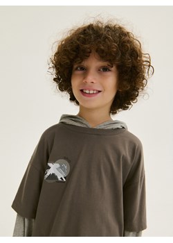 Reserved - Longsleeve oversize z kapturem - ciemnoszary ze sklepu Reserved w kategorii Bluzy chłopięce - zdjęcie 167888159