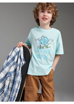 Sinsay - Koszulka z nadrukiem - błękitny ze sklepu Sinsay w kategorii T-shirty chłopięce - zdjęcie 167888646
