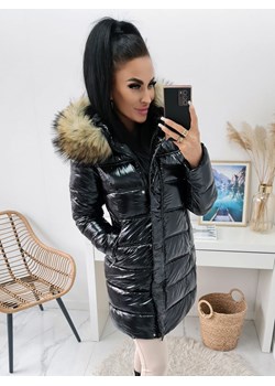 nowość lakierowana zimowa kurtka płaszcz lexus w połysku - czarna ze sklepu STYLOWO w kategorii Płaszcze damskie - zdjęcie 167893839