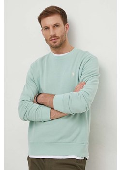 Polo Ralph Lauren bluza bawełniana męska kolor zielony gładka ze sklepu ANSWEAR.com w kategorii Bluzy męskie - zdjęcie 167899607