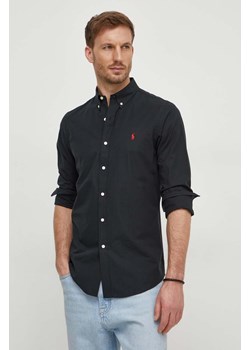 Polo Ralph Lauren koszula męska kolor czarny slim z kołnierzykiem button-down ze sklepu ANSWEAR.com w kategorii Koszule męskie - zdjęcie 167899657