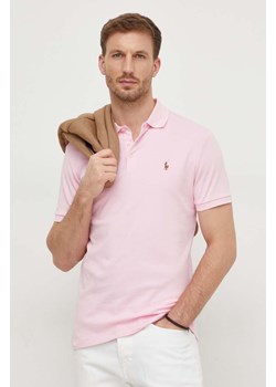Polo Ralph Lauren polo bawełniane kolor różowy gładki ze sklepu ANSWEAR.com w kategorii T-shirty męskie - zdjęcie 167899725