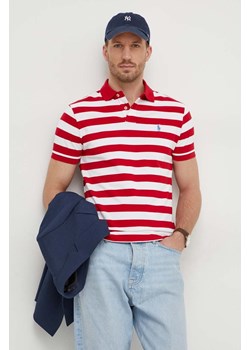 Polo Ralph Lauren polo bawełniane kolor czerwony wzorzysty ze sklepu ANSWEAR.com w kategorii T-shirty męskie - zdjęcie 167899739