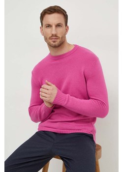 United Colors of Benetton sweter z domieszką wełny męski kolor różowy lekki ze sklepu ANSWEAR.com w kategorii Swetry męskie - zdjęcie 167899808