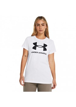 Damski t-shirt z nadrukiem Under Armour UA Rival Logo SS - biały ze sklepu Sportstylestory.com w kategorii Bluzki damskie - zdjęcie 167902505