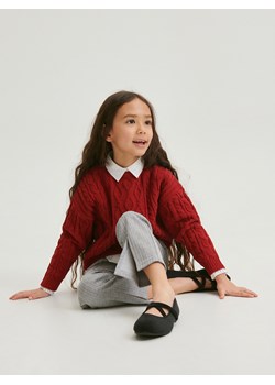 Reserved - Szenilowy sweter - czerwony ze sklepu Reserved w kategorii Swetry dziewczęce - zdjęcie 167924079