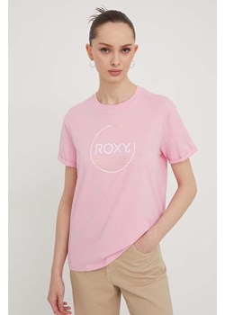 Roxy t-shirt bawełniany damski kolor różowy ERJZT05698 ze sklepu ANSWEAR.com w kategorii Bluzki damskie - zdjęcie 167928555