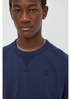 G-Star Raw t-shirt bawełniany męski kolor granatowy gładki ze sklepu ANSWEAR.com w kategorii T-shirty męskie - zdjęcie 167928765
