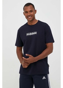 Napapijri t-shirt bawełniany kolor granatowy z nadrukiem ze sklepu PRM w kategorii T-shirty męskie - zdjęcie 167930089