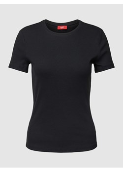 T-shirt z prążkowanym okrągłym dekoltem ze sklepu Peek&Cloppenburg  w kategorii Bluzki damskie - zdjęcie 167931958