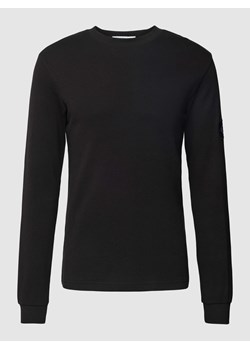 Bluzka z bawełny z długim rękawem i fakturowanym wzorem model ‘WAFFLE’ ze sklepu Peek&Cloppenburg  w kategorii T-shirty męskie - zdjęcie 167934246