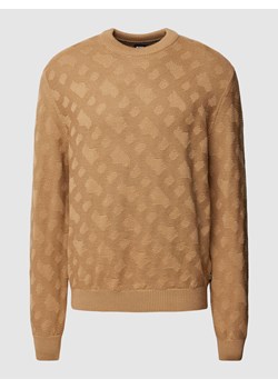 Sweter z dzianiny z fakturowanym wzorem model ‘Palao’ ze sklepu Peek&Cloppenburg  w kategorii Swetry męskie - zdjęcie 167935647