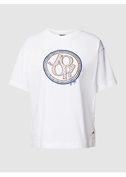 T-shirt z prążkowanym,okrągłym dekoltem i nadrukiem z motywem ze sklepu Peek&Cloppenburg  w kategorii Bluzki damskie - zdjęcie 167935657