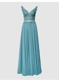 Sukienka wieczorowa z koronkowym obszyciem w jednolitym kolorze ze sklepu Peek&Cloppenburg  w kategorii Sukienki - zdjęcie 167935735