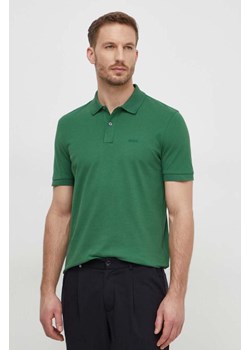 BOSS polo bawełniane kolor zielony gładki 50468301 ze sklepu ANSWEAR.com w kategorii T-shirty męskie - zdjęcie 167939467