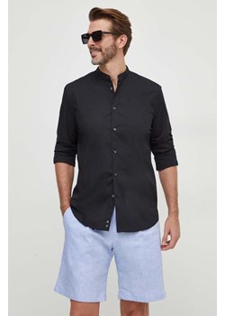 Sisley koszula męska kolor czarny slim ze stójką ze sklepu ANSWEAR.com w kategorii Koszule męskie - zdjęcie 167939596