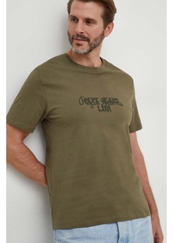 Pepe Jeans t-shirt bawełniany Chris męski kolor zielony z nadrukiem ze sklepu ANSWEAR.com w kategorii T-shirty męskie - zdjęcie 167939738