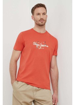 Pepe Jeans t-shirt bawełniany Count męski kolor pomarańczowy z nadrukiem ze sklepu ANSWEAR.com w kategorii T-shirty męskie - zdjęcie 167939748