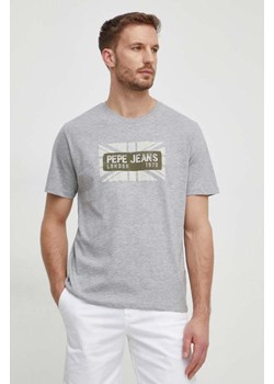 Pepe Jeans t-shirt bawełniany męski kolor szary z nadrukiem ze sklepu ANSWEAR.com w kategorii T-shirty męskie - zdjęcie 167939778