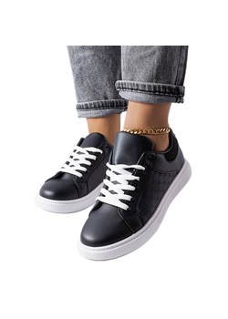 Czarne sneakersy z tłoczeniem Dreux ze sklepu ButyModne.pl w kategorii Trampki damskie - zdjęcie 167942247