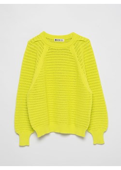 Sweter damski o ażurowym splocie limonkowy Funia 300 ze sklepu Big Star w kategorii Swetry damskie - zdjęcie 167946269