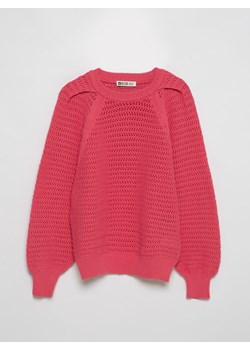 Sweter damski o ażurowym splocie różowy Funia 601 ze sklepu Big Star w kategorii Swetry damskie - zdjęcie 167946275