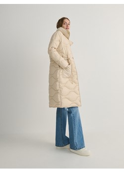 Reserved - Pikowany płaszcz ze stójką - kremowy ze sklepu Reserved w kategorii Płaszcze damskie - zdjęcie 167946768