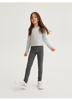 Reserved - Bawełniane legginsy w prążek - ciemnoszary ze sklepu Reserved w kategorii Spodnie dziewczęce - zdjęcie 167947168